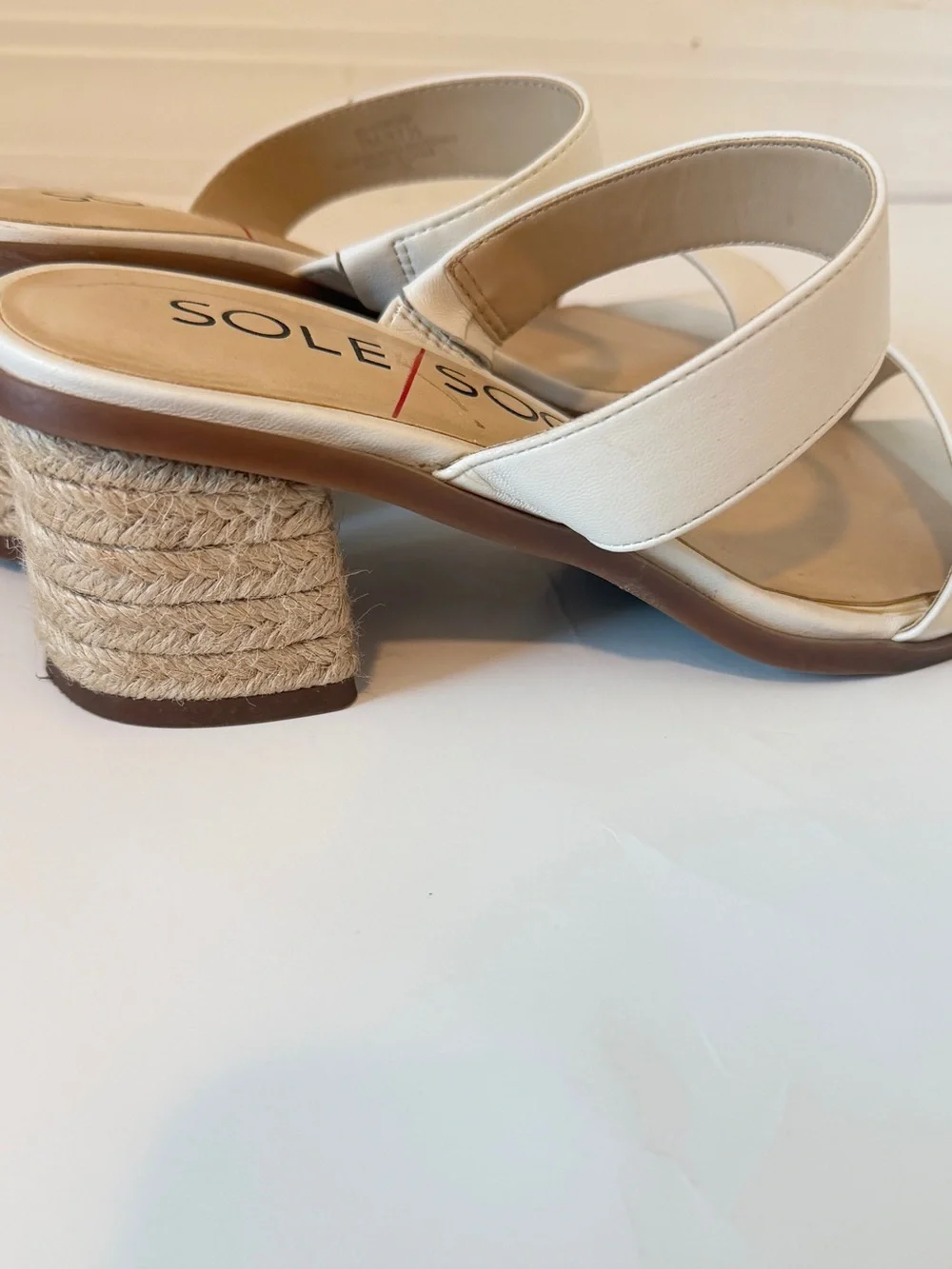 Sole Society Cream Double-Strap Block Heel Sandals